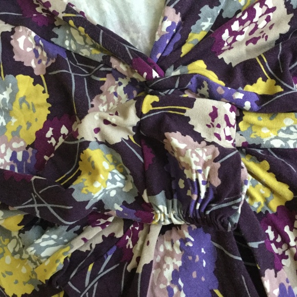 Boden Twist Front Jersey Dress Floral Purple - Sz 8R US, 12R UK - Picture 10 of 11